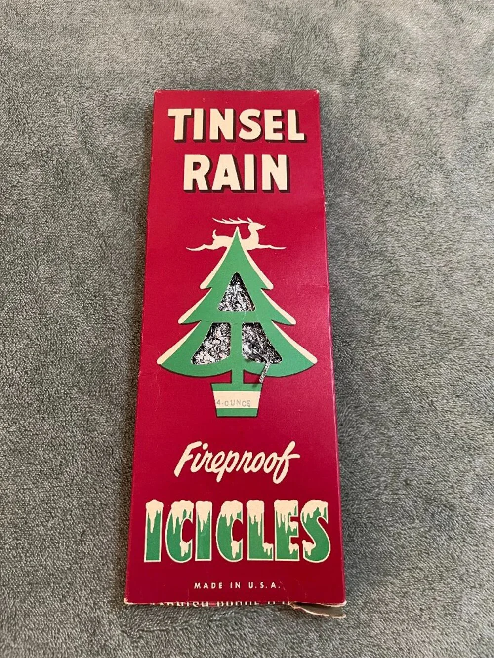 Vintage Christmas Tinsel Rain Fireproof Icicles 4 oz Silver USA Unused Box Retro